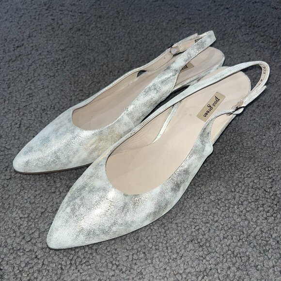 PAUL GREEN RIO SLING BACK PUMP MINERAL ANTIC METALLIC KITTEN HEEL NWOT 7.5 =US10 - Picture 1 of 10